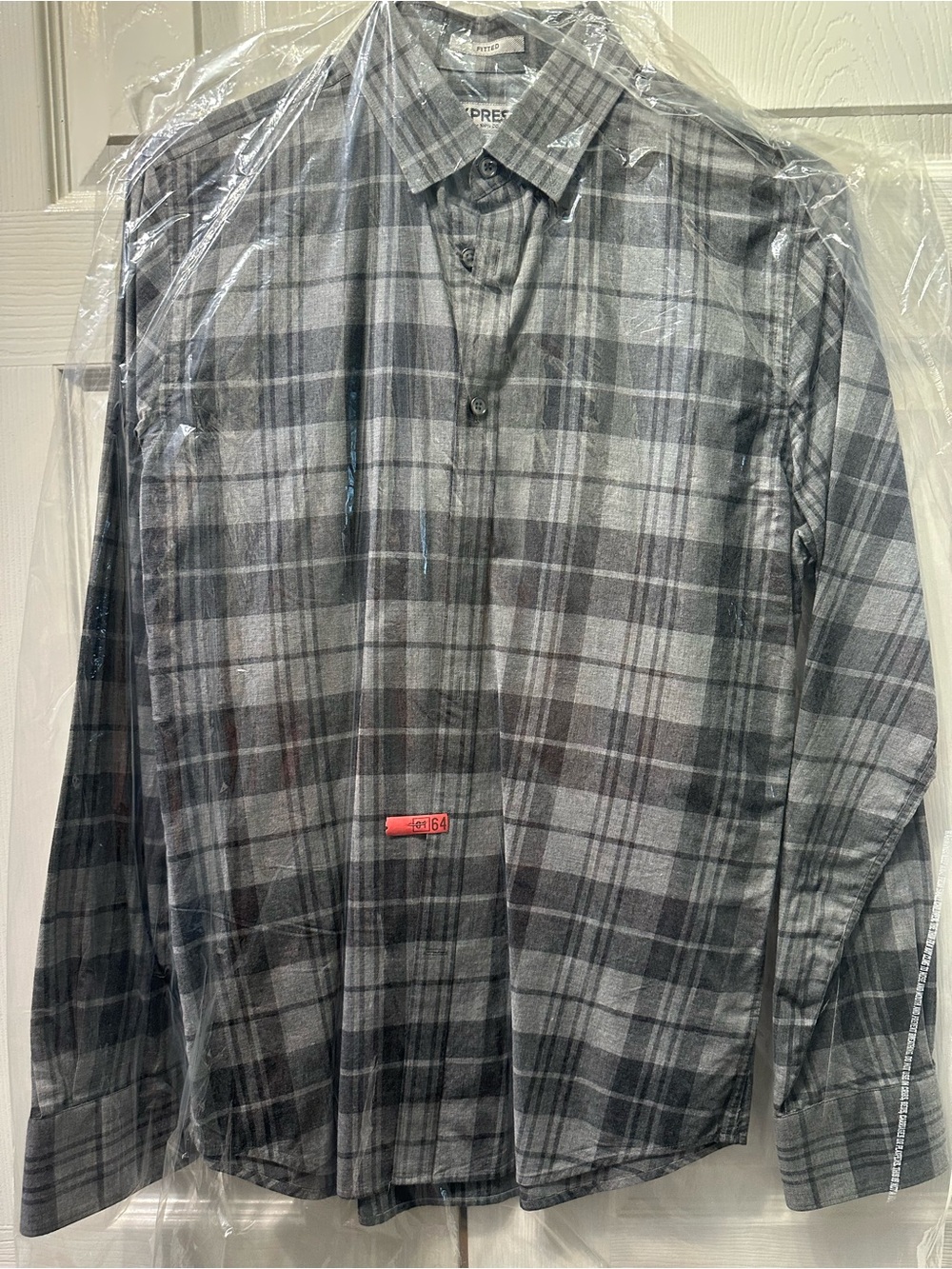 Express Men's Gray Plaid Button-Down Shirt